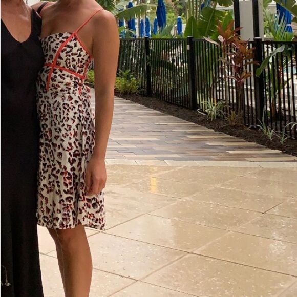 (last call) Parker Dress Roland White Leopard Print Silk Fit & Flare Mini Dress - Picture 2 of 10